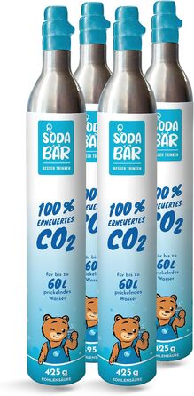 Циліндр CO2 для Quooker Cube 425 г (60 л) Преміальний наповнювач вугільною кислотою високої чистоти від Linde, 4 шт.