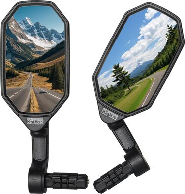 Велосипедні дзеркала BriskMore на торці керма, опукла скляна лінза високої чіткості для керма електровелосипеда, стійка до подряпин, безпечний задній вид, 1 пара велосипедних дзеркал BT-022 (праве та ліве) A срібна лінза 1 пара