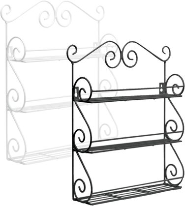 Поличка для спецій, кухонна полиця, драбина для спецій, металева з 3 ярусами, органайзер для спецій, настінна полиця, кухонна полиця, тримач для спецій, кухонний органайзер, компактний, настінні полиці для шаф та ванних кімнат (чорні)