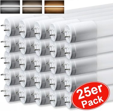 Упаковок світлодіодна люмінесцентна лампа 120см GLASS T8 G13 18W неонова трубка трубка трубка лампи трубка (нейтральний білий), 25