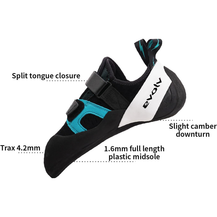 Чоловіче скелелазіння Evolv Geshido, боулдерингове взуття, 41 EU, чорне, синьо-зелене, біле
