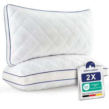 Високоякісні подушки Gentle North 40x80 см готельної якості - Комплект із 2 пухнастих, добре наповнених подушок для сну, підходять для алергіків (сертифіковані за стандартом Oeko-Tex Standard 100) - Можна прати при 60C 2 рази 40x80