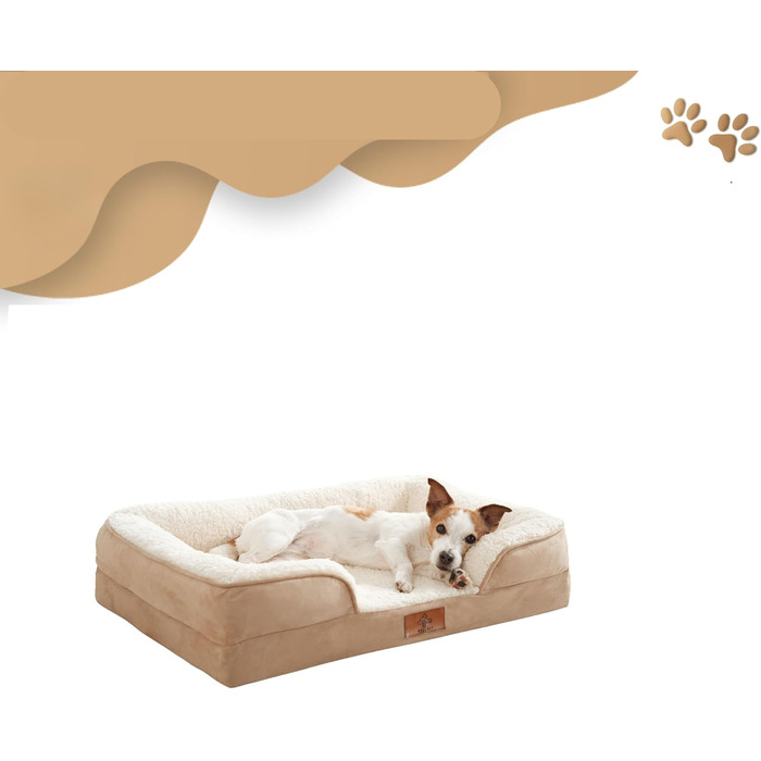 Ортопедичний кошик для собак преміум-класу, середнього розміру ліжко для собак із сертифікованим матеріалом з ефектом пам&39яті знімний та пральний чохол, водонепроникний, зручний шезлонг для собак середнього розміру (великого)