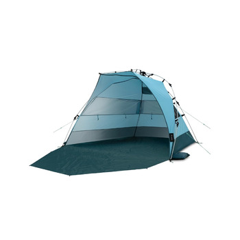 Великий пляжний навіс із захистом від ультрафіолету (UV80) для 3 осіб, включаючи піщані кілочки та сумку на колесах. Захист від сонця для сімей, дітей, немовлят або собак. Світло-блакитний