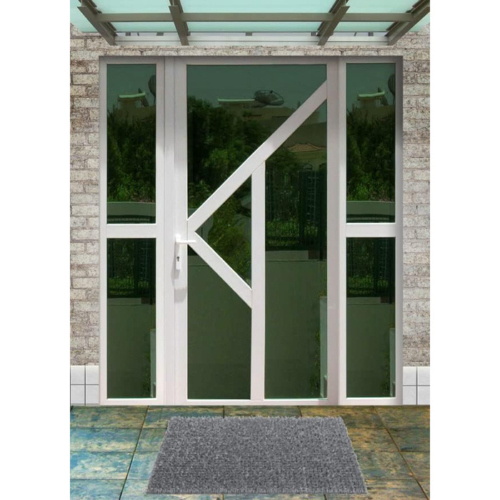 Килимок CSN Astro Turf 90 x 55 см світло-сірий/сріблясто-сірий Килимок для дверей для використання всередині та зовні приміщень 100 поліетилен Неперевершений вхідний килимок Килимок для вуличного використання