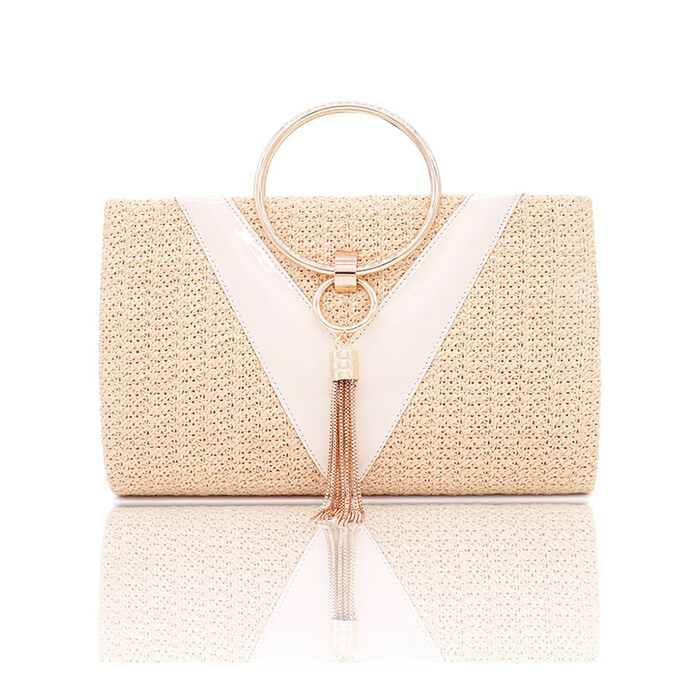 Жовта плетена сумка-клатч з бахромою для вечірок та весіль. Елегантна жіноча сумочка на ланцюжку, невелика вечірня сумочка, розкішна сумочка через плече.