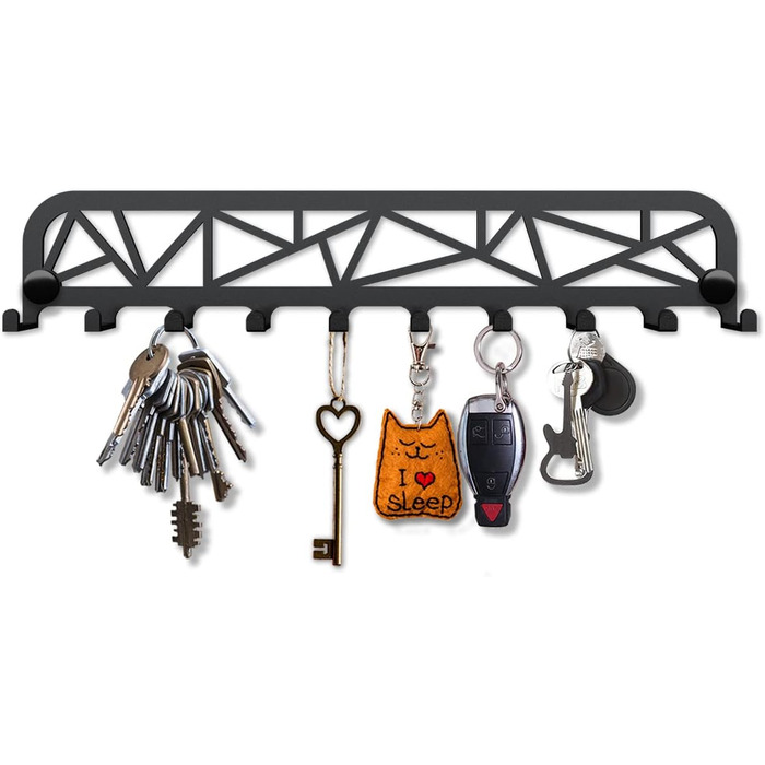 Ключниця сучасна, ключниця настінна, вішалка для ключів з 10 гачками, гачок для ключів, ключниця чорна, ключниця настінна, настінн
