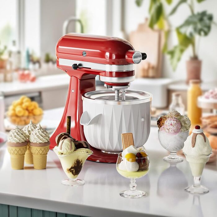 Насадка для морожениці GVODE для кухонного комбайна Kitchenaid, морозива та сорбету для приготування морозива, підходить для міксера Kitchenaid 4.5-5Qt і сервера чаші 5-6-7Qt