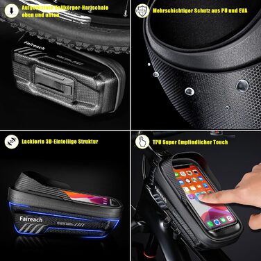 Сумка для велосипедної рами з 3D-сонцезахисним козирком, водонепроникний тримач для мобільного телефону