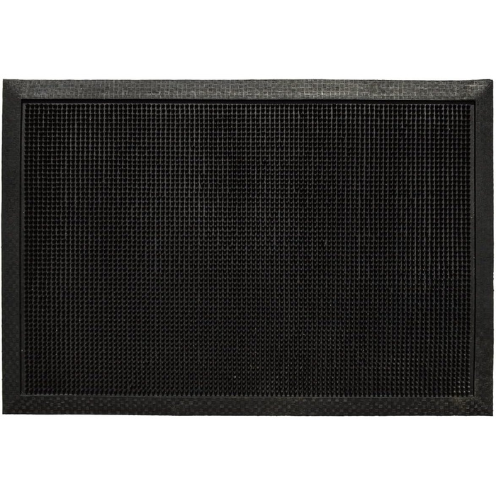 Гумовий килимок для дверей зі скошеним краєм Килимок для дверей для приміщень та вулиці, Чорний гумовий килимок для бруду з шипами, Нековзний, Всепогодний килимок для дверей, Плоский килимок для дверей (60 x 100 см)