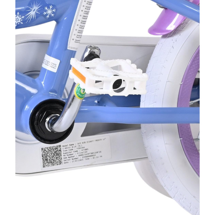 Дитячий велосипед Volare Frozen 12 дюймів для дітей, з додатковими колесами