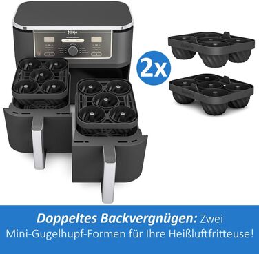 Форма для випікання тортів ZauberFry Mini Bundt, сумісна з фритюрницею Ninja AF400EU, AF451EU та AF500DE, аксесуари, торти, кекси, тістечка для випічки