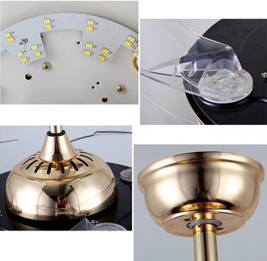 Тихий вентилятор лампа кришталевий стельовий вентилятор зі світлодіодним світлом висувні лопаті вентилятор люстра стельовий вентил