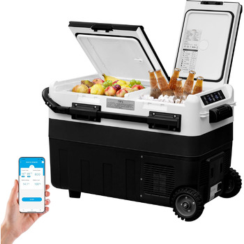 Компресор холодильної камери електричний, 40 л, двозонний, з керуванням через додаток USB, морозильна камера 12 В/24 В, міні-холод