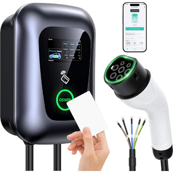 Зарядні пристрої для електромобілів Osoeri, 5 м зарядні пристрої для кабелю типу 2 з RFID та управлінням через додаток, 32 А заряд