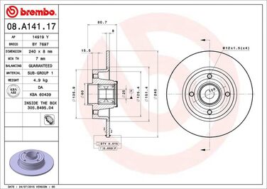 Гальмівний диск Brembo 08.A141.17 BEARING DISC LINE