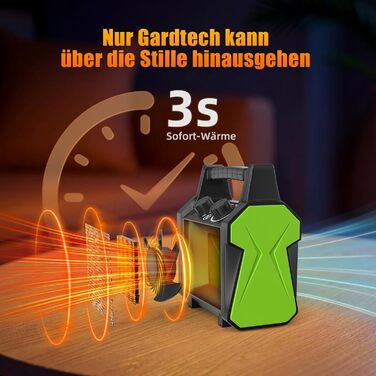 Вуличний вентилятор-обігрівач GARDTECH потужністю 2000 Вт, портативний обігрівач для теплиць із захистом від перегріву, швидконагріваючий керамічний гаражний обігрівач, електричний обігрівач для майстерні та теплиці (середній)
