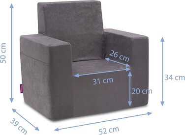 Дитяче крісло для дітей віком від 2 років - Міцне, зручне, виготовлене з пінопласту, з ручкою та кишенею - Знімний чохол, який можна прати - Подарунок на день народження для дівчаток та хлопчиків - Червоний