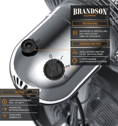 Дизайн настільного вентилятора Retro - Вентилятор з 3 налаштуваннями швидкості - мобільний вентилятор - коливання 80, кут нахилу п