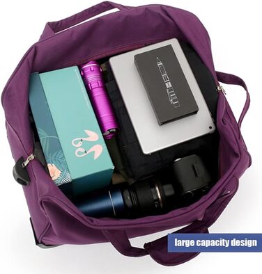 М'яка валіза на колесах, водонепроникна та легка дорожня сумка, ручна поклажа для бізнесу, універсальний візок для подорожей (чоловіча/жіноча), сумка для коротких поїздок на вихідні. Колір фіолетовий, розмір 19 дюймів (фіолетовий)