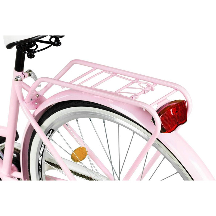 Дюймовий рожевий комфортний велосипед з однією швидкістю, кошиком та заднім багажником, голландський велосипед, жіночий велосипед, міський велосипед, ретро, вінтаж, 28-