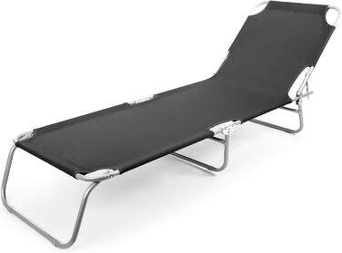 Складаний шезлонг BigDean, вантажопідйомність 150 кг, з 4-позиційним регулюванням спинки високоякісний садовий шезлонг для балкону, саду та пляжу чорний