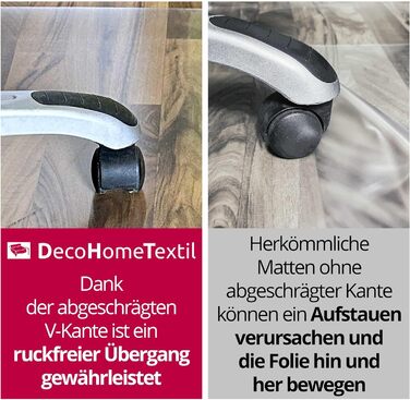 Захисний килимок для підлоги без запаху, килимок для офісного крісла зі скошеним V-подібним краєм, прямокутний, 100 x 140 см, злегка матовий, прозорий, протиковзкий килимок для крісла, можна прати, килимок для підлоги 140 x 100 см (прямокутний)