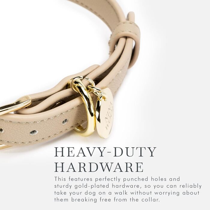 Нашийник для собак Nina Woof Cupertino, з екошкіри, м'який та регульований, з кріпленням для трекера, Бежевий, Розмір XS (обхват шиї 23-30 см)