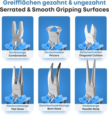 Набір міні-плоскогубців (6 шт.) плоскогубці, довгогубці, гострогубці, вигнуті плоскогубці, кусачки та бічні кусачки інструмент для електронного ремонту