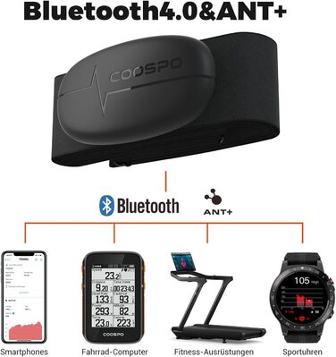 Монітор серцевого ритму COOSPO H6M з нагрудним ременем, Bluetooth та ANT, водонепроникний IP67