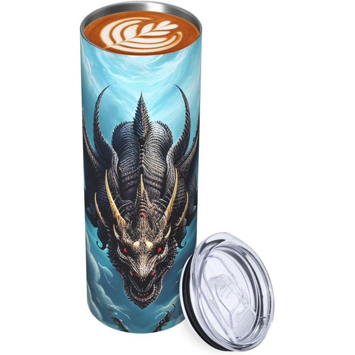 Кружка з прямою трубочкою, дизайн летючий дракон, принт, підходить для кемпінгу, офісу та дому, 590 мл