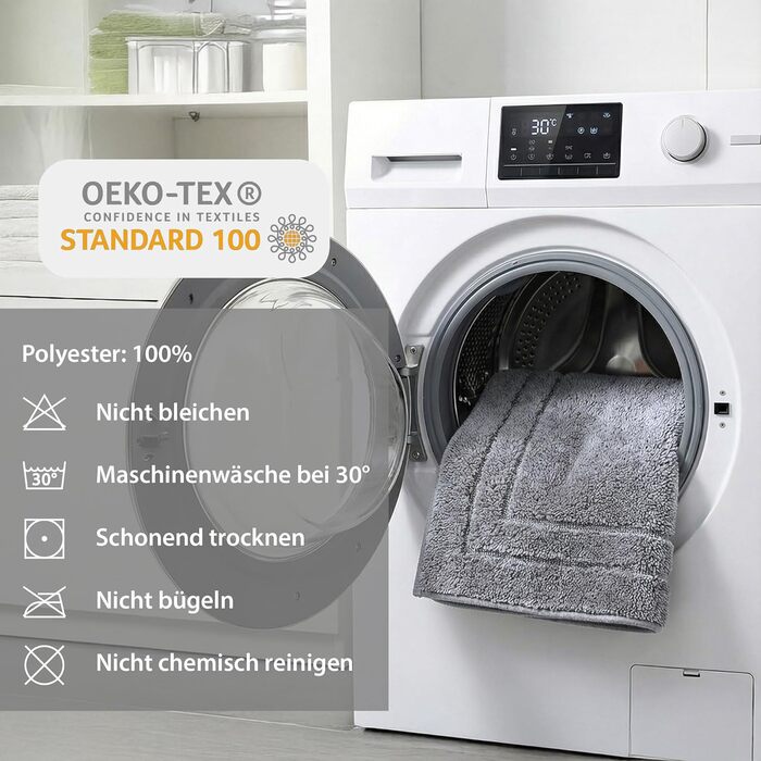Килимок для ванної HELLSER KIRA Нековзний килимок для ванної, який можна прати М&39який килимок для ванної з мікрофібри Поглинаючий та швидковисихаючий Сертифікований килимок для ванної Oeko-TEX для підлоги з підігрівом Сірий 50x80 см (прямокутний)