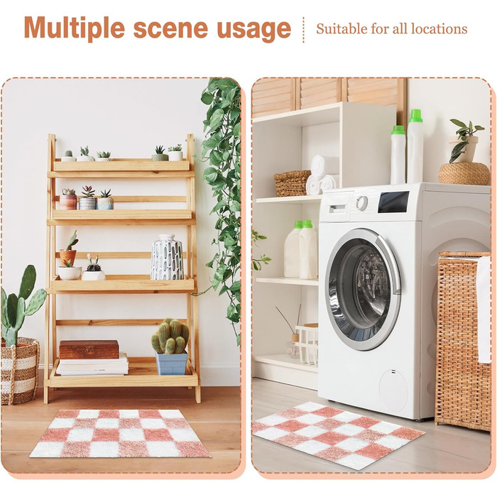 Нековзний килимок для ванної, надзвичайно м&39який килимок для ванної, пухнасті, абсорбуючі килимки для ванної з мікрофібри для ванних кімнат, килимки для ванної кімнати, що праються, милий килимок для ванної для душових піддонів, картатий, троянда 50 x 8