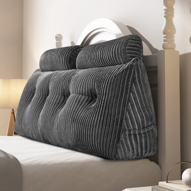 Велика клиноподібна подушка для спини, узголів&39я, трикутна подушка, подушка для читання, подушка для підтримки поперекового відділу хребта, підтримка талії, спинка, м&39який диван, кушетка, позиціонувальний ролик (сірий, 150 см) сірий 150*50*20 см