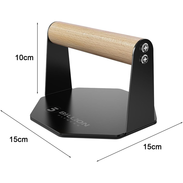 Стійка для віджимань 5BILLION - Тренування в домашньому спортзалі - Підходить для качання м&39язів та підтягувань - Рукоятка з пінопласту (чорна) (залізо дерево)