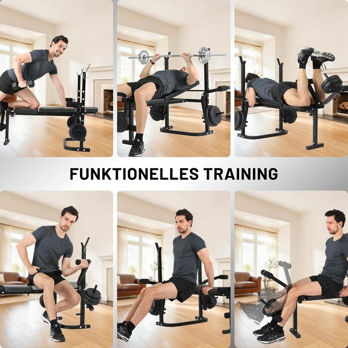 Багатофункціональна регульована лава зі стійкою для штанги, розгиначем ніг та кронштейнами типу &quotметелик&quot, регульована лава для жиму лежачи, стабільна лава для штанги до 150 кг