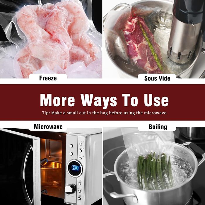 Вакуумні пакувальні пакети Fitge 170 мкм 30x40 см 120 пакетів для всіх вакуумних пакувальників Вакуумні пакети для харчових продуктів без бісфенолу А Міцна та стійка до розриву професійна вакуумна плівка Мішки для заморожування Sous Vide 30x40см/120 мішкі