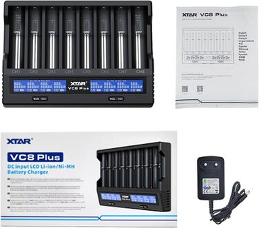 Зарядний пристрій для акумуляторів 18650 1.2V AAA AA 3.6V Li-ion XTAR VC8 Plus, тест ємності акумулятора