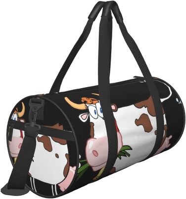 Спортивна сумка, дорожня сумка, милий принт корівки, сумка для ночівлі, чорна, універсальний розмір, сумка для подорожей