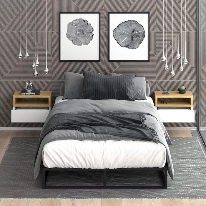 Тумба приліжкова Vicco Urbano, дуб золотистий/білий, 45 x 28 см Коричнева одномісна