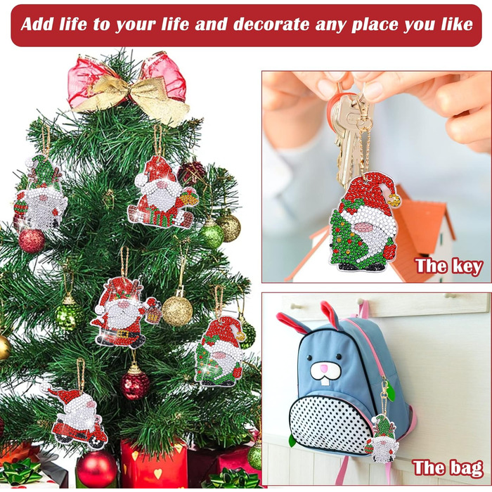 Набір для алмазної вишивки LYLIDIA, 12 шт., різдвяні підвіски