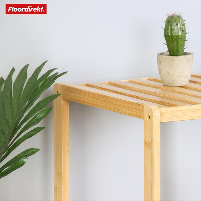 Бамбукова полиця Floordirekt, вузька окремостояча полиця для ванної кімнати, спальні, вітальні, дерев&39яна полиця з 3/5 полицями, розмір полиці 34 x 33 x 146 см (Lowa) (5 полиць)