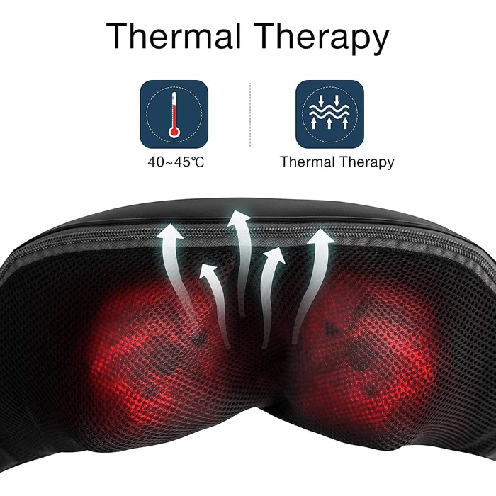 Масажер для шиї Aront з функцією тепла, масажер шиацу з 3D глибоким масажем тканин, знеболюючий м&39язовий масажер шиї, спини, плечей, ніг, стоп з функцією тепла