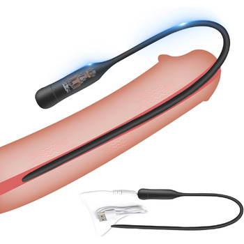 Гнучкий уретральний вібратор BDSMYEE для чоловіків, 355 мм, силіконовий, 10 режимів вібрації, стимуляція простати та уретри