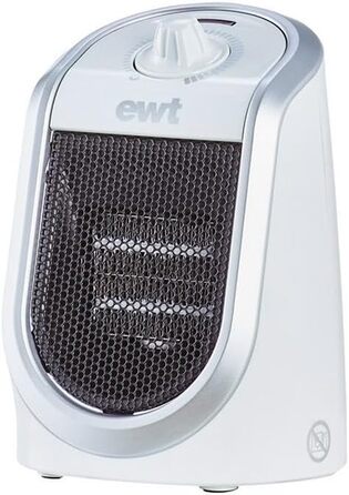 Керамічний вентилятор-обігрівач EWT DDF 250 Вт, компактний настільний пристрій з USB-портом та термостатом, функцією заряджання смартфона, обігрівач зі світлодіодним підсвічуванням, плавне регулювання потужності, 250 Вт, білий