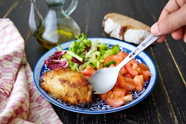 Титанова ложка-виделка з відкривачкою для пляшок, надзвичайно міцна, надлегка (Ti), здорова та екологічна ложка, виделка та відкривачка для пляшок для подорожей/кемпінгу в тканинній сумці, яку легко зберігати, Silver Spork 2 Unit