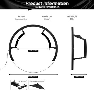 Світлодіодне освітлення мішень для дартсу CyeeLife, система світлодіодного освітлення мішень для дартсу, підсвічування мішень для дартсу надійно кріпиться до всіх мішень для дартсу, підсвічування мішень для дартсу, легке встановлення, чорний колір, 270