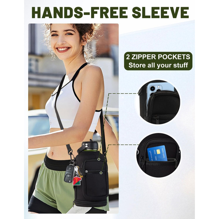 Ізольована пляшка для води з соломинкою - 1,8-літрова колба-термос з нержавіючої сталі з соломинкою для носика, кришкою, паракордо