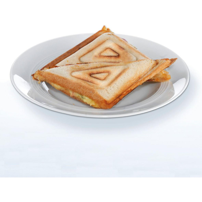 Бутербродниця Cloer 6269 XXL, 1800 Вт, на 4 сендвічі, американські тости, начинка XXL, оптичний готовий повідомлення, сендвічі Silver Silver 4 XXL діагонально розділені одинарні