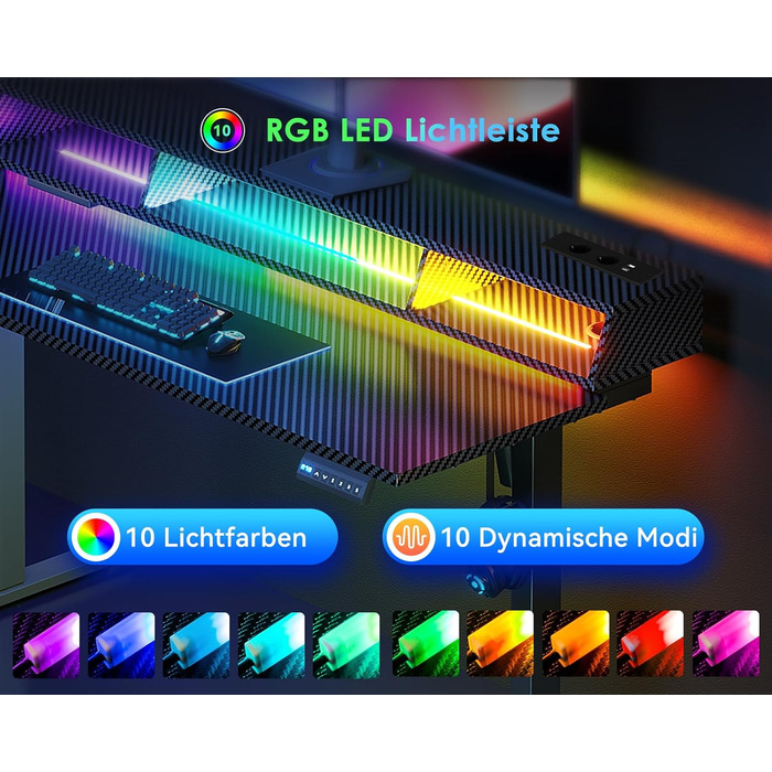 Електричний стіл OffiGo з регульованою висотою та RGB-підсвічуванням